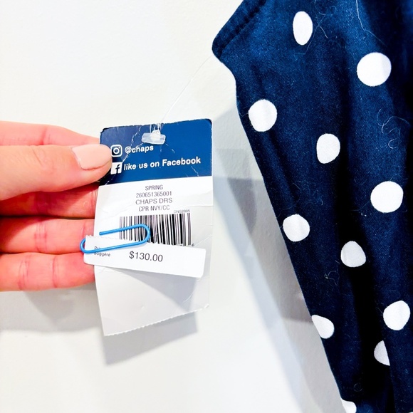 CHAPS Navy polka-dot dress - Picture 9 of 9